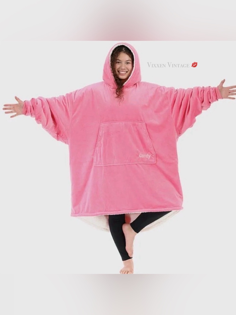 THE COMFY SHERPA LINED 'ORIGINAL BLANKET' HOODIE IN PINK